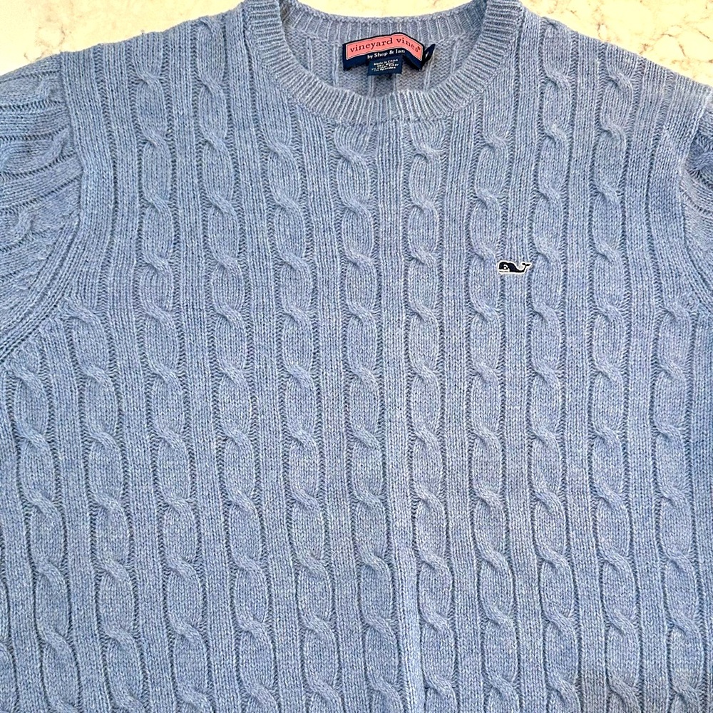 NWOT Vineyard Vines Wool Cable-Knit Blue Sweater